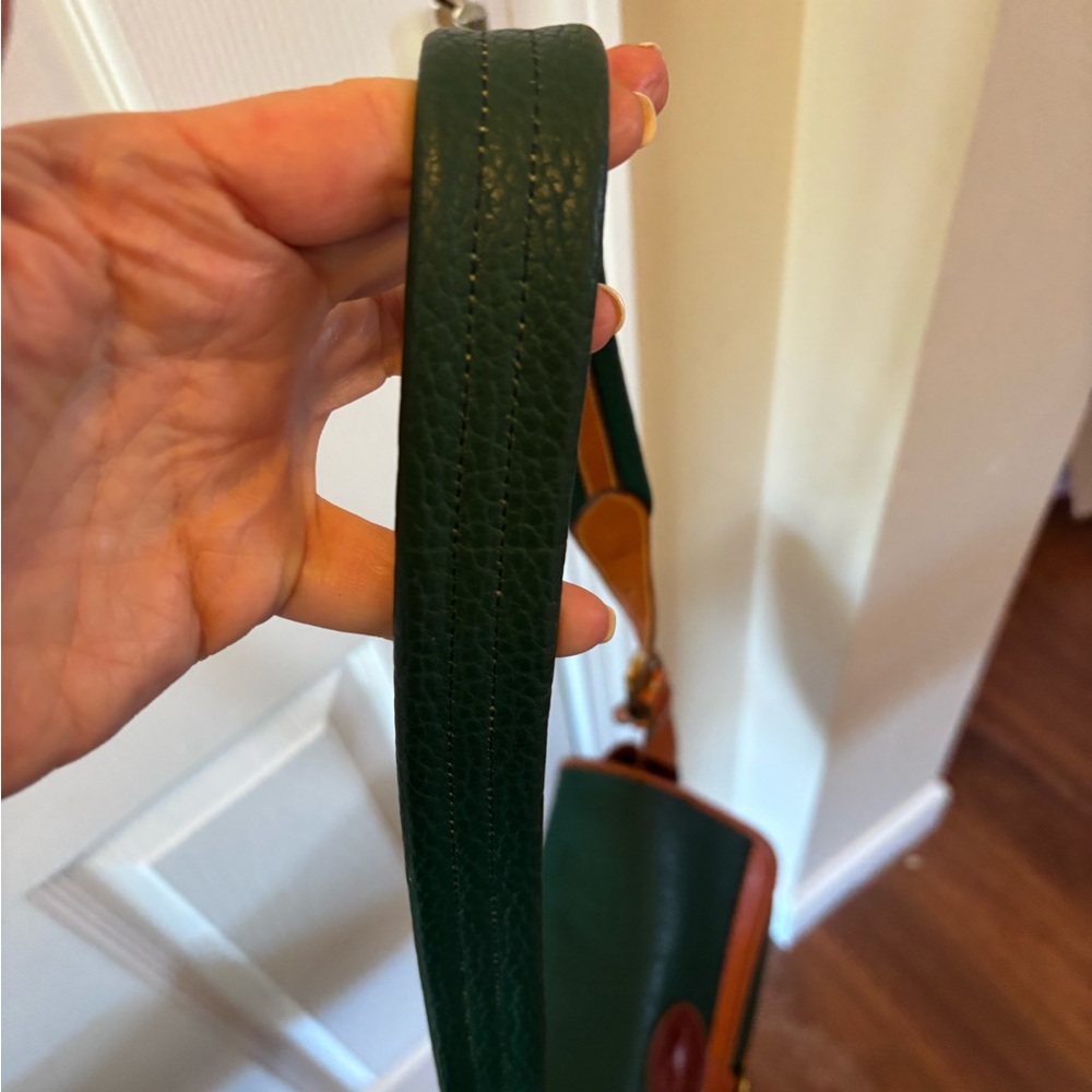 Dooney & Bourke VINTAGE AWL Surrey Green & Tan Leather Crossbody MADE IN USA EUC - Picture 15 of 16
